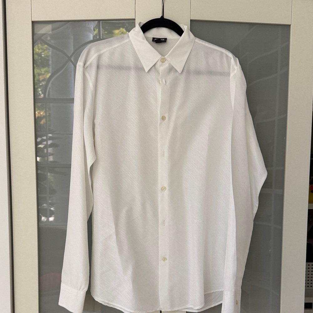 Just Cavalli Men's White Long-Sleeve Dress Shirt